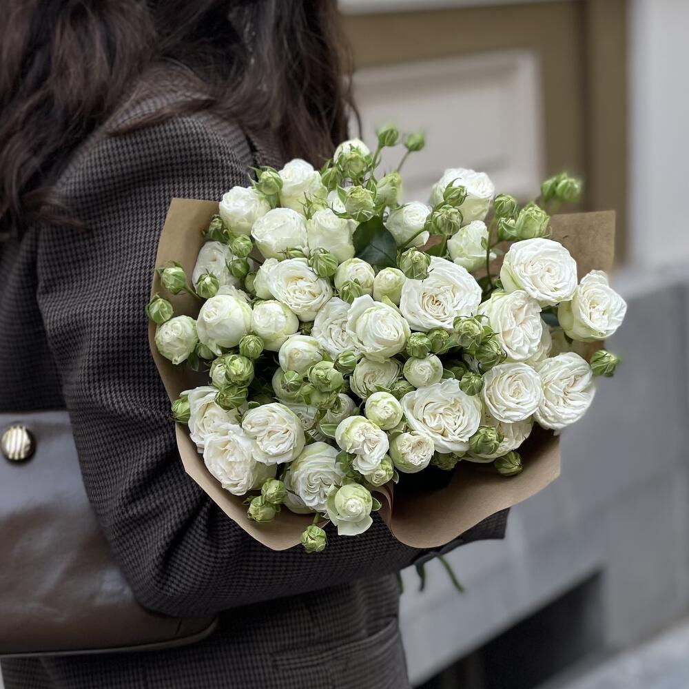 white peony spray rose